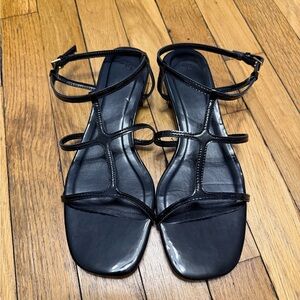 H&M Black Strappy Square-Toe Ankle Strap Sandals
